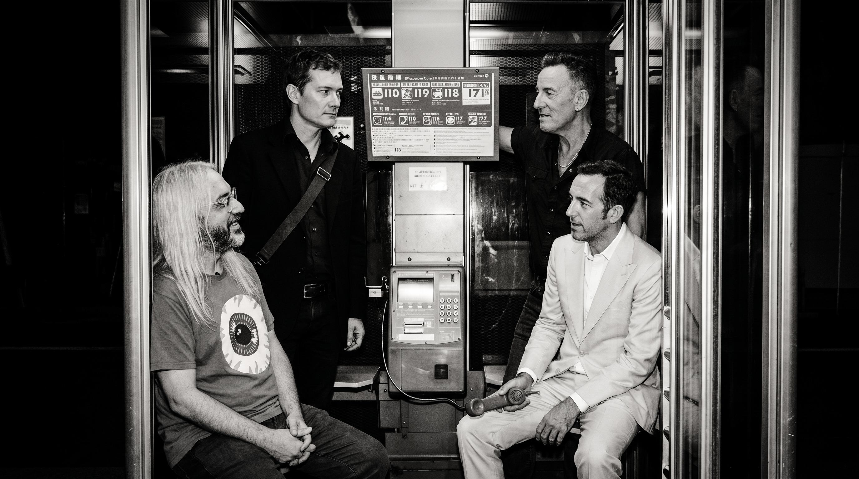 Group portrait of this week's artists: Soulwax, Dinosaur Jr, No Man, Bruce Springsteen