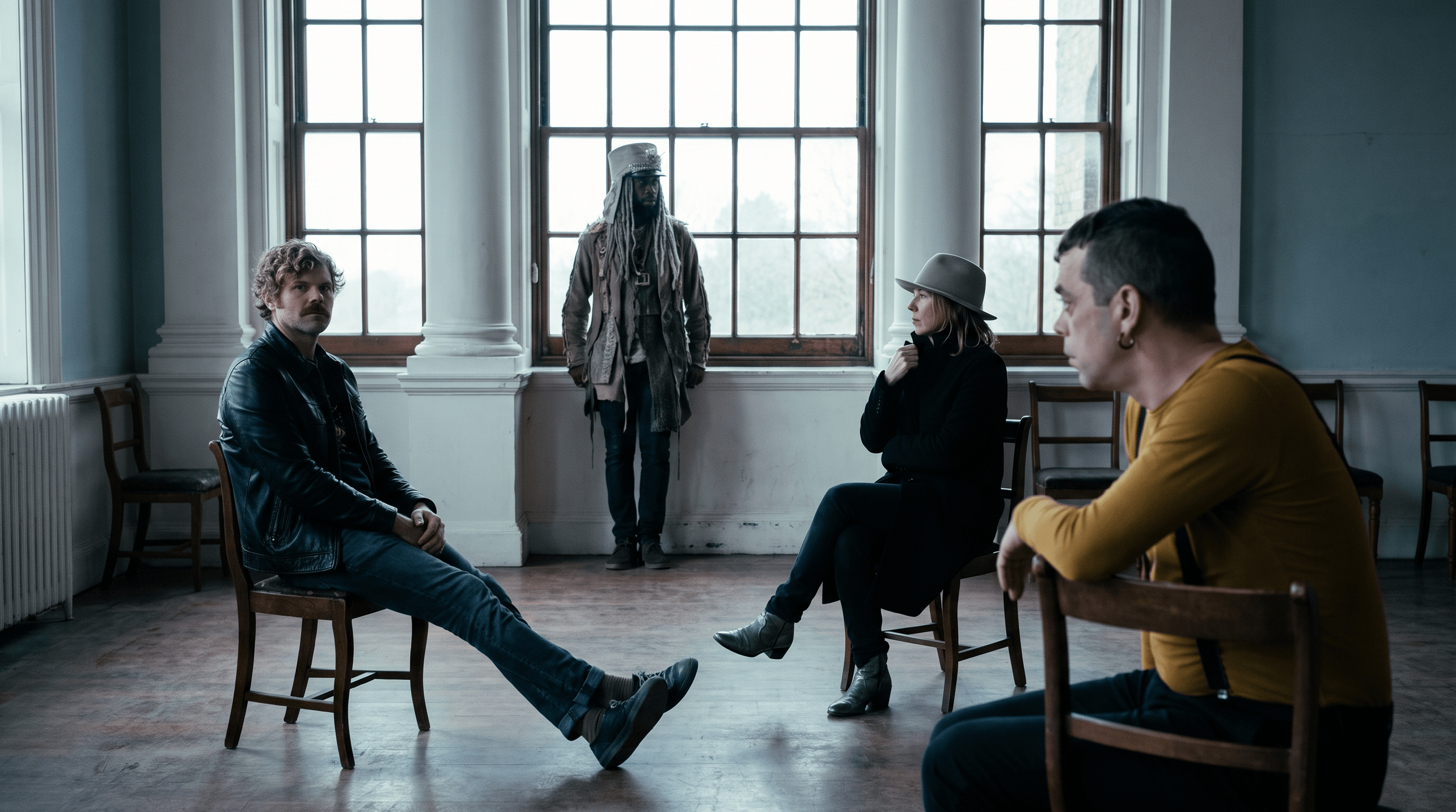 Group portrait of this week's artists: Slowdive, Beth Orton, Funkadelic, Ian Dury