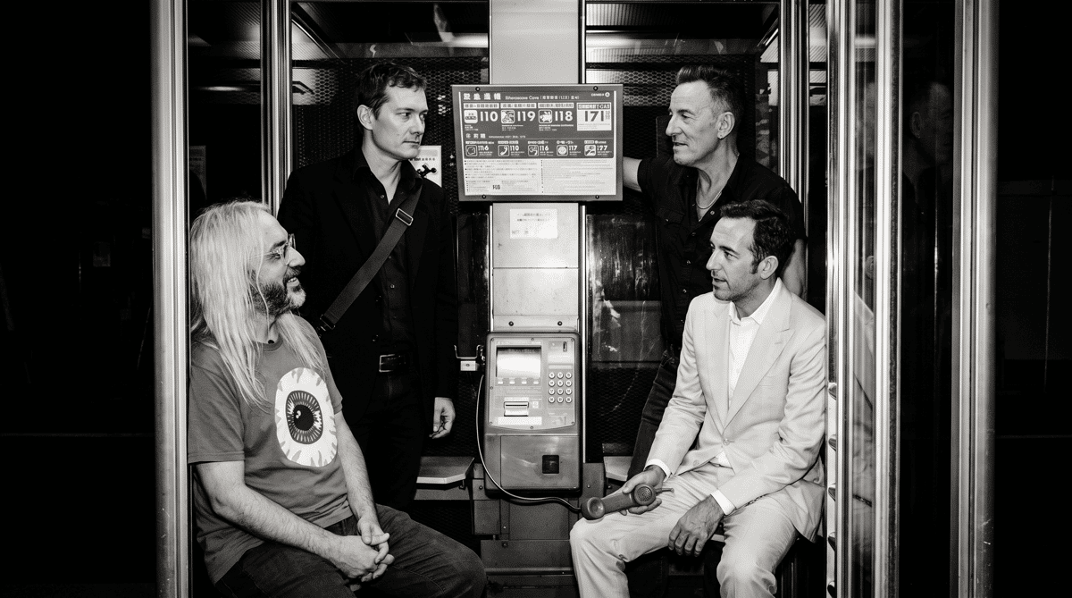 Group portrait of this week's artists: Soulwax, Dinosaur Jr, No Man, Bruce Springsteen