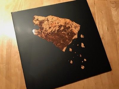 a piece of meat on a black surface